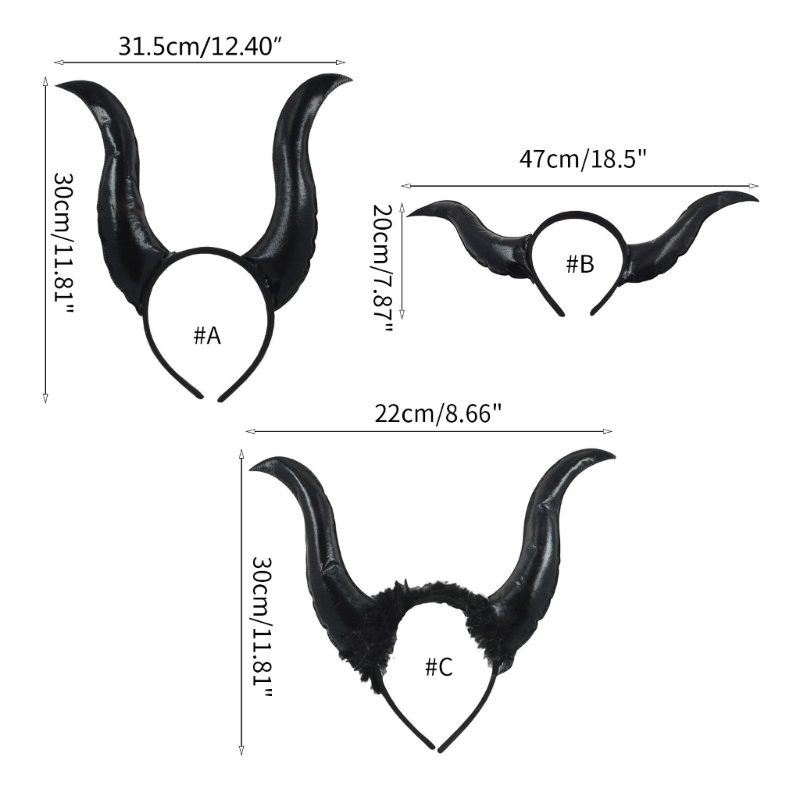 Ch *  Băng Đô Cài Tóc Hình Sừng Quỷ Hoạt Hình Màu Đen Cá Tính Hóa Trang Tiệc Tùng