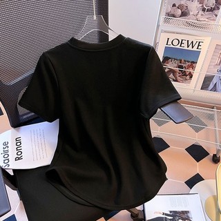 Thư nữ t-shirt chain irregular solid color t-shirt