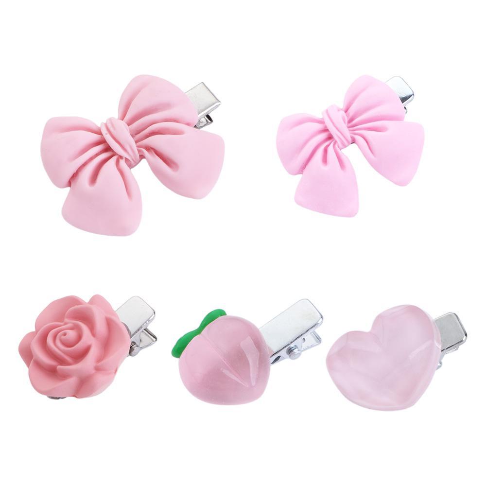 Kẹp Tóc Hình Trái Tim / Hoa Trà Bằng resin Dễ Thương Thời Trang Phong Cách Hàn Quốc
