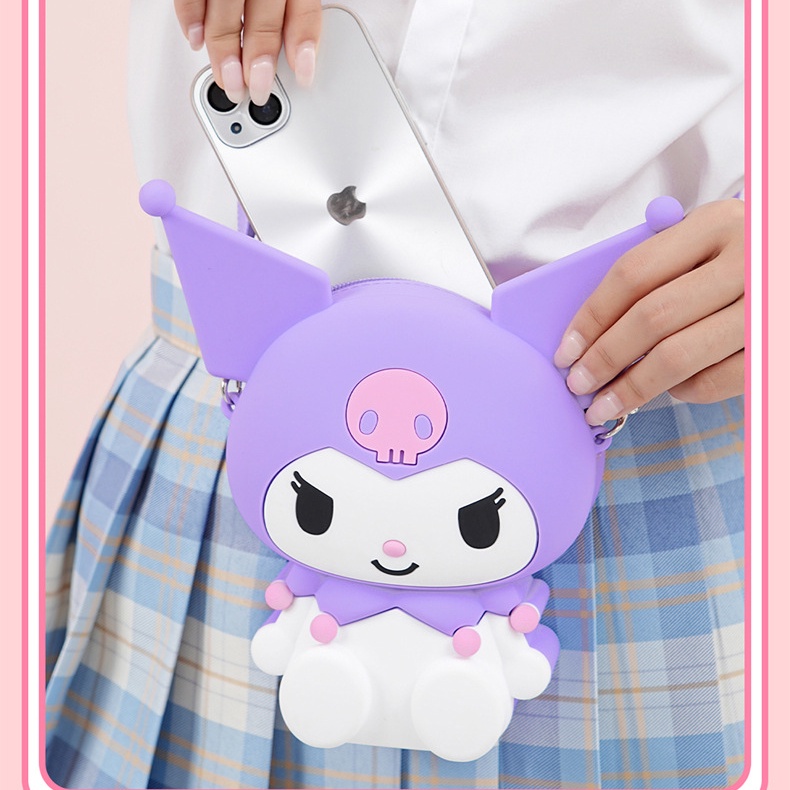 Túi Đeo Vai Bằng Silicon Hình Sanrio Kuromi My Melody 3D Dễ Thương Dành Cho Trẻ Em Và Người Lớn