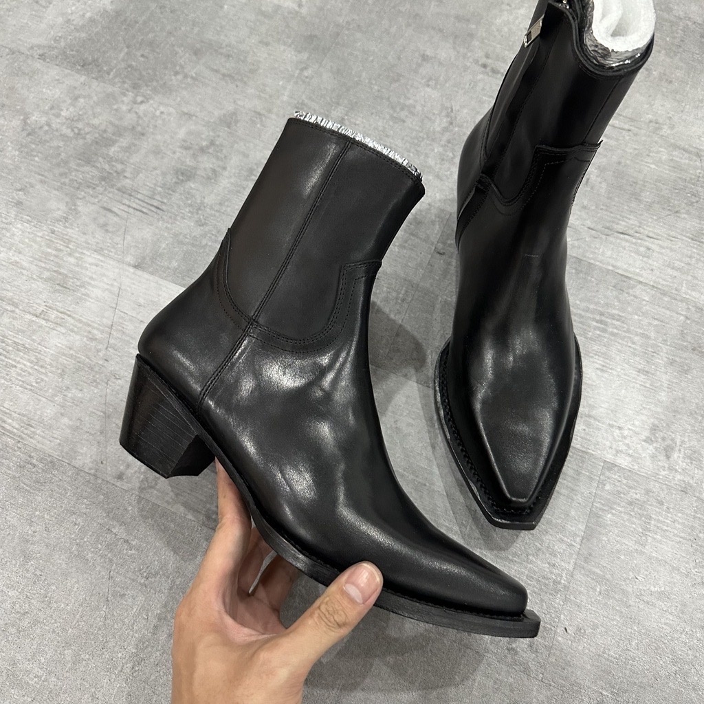 Giày SANTIAGO Boots Da Bò Nguyên Tấm Nhập Khẩu Đế Gỗ Cao 5cm
