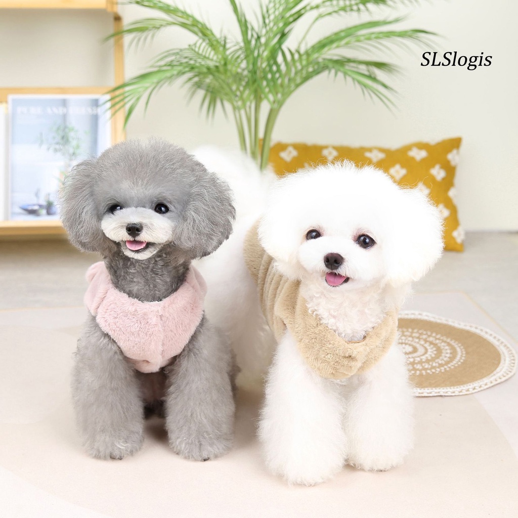 Slslogis Áo Khoác Cardigan Lông Dày Không Tay Cổ Tròn Giữ Ấm Mùa Đông Trang Trí Nút Hình Gấu Hoạt Hình Dành Cho Cún Cưng