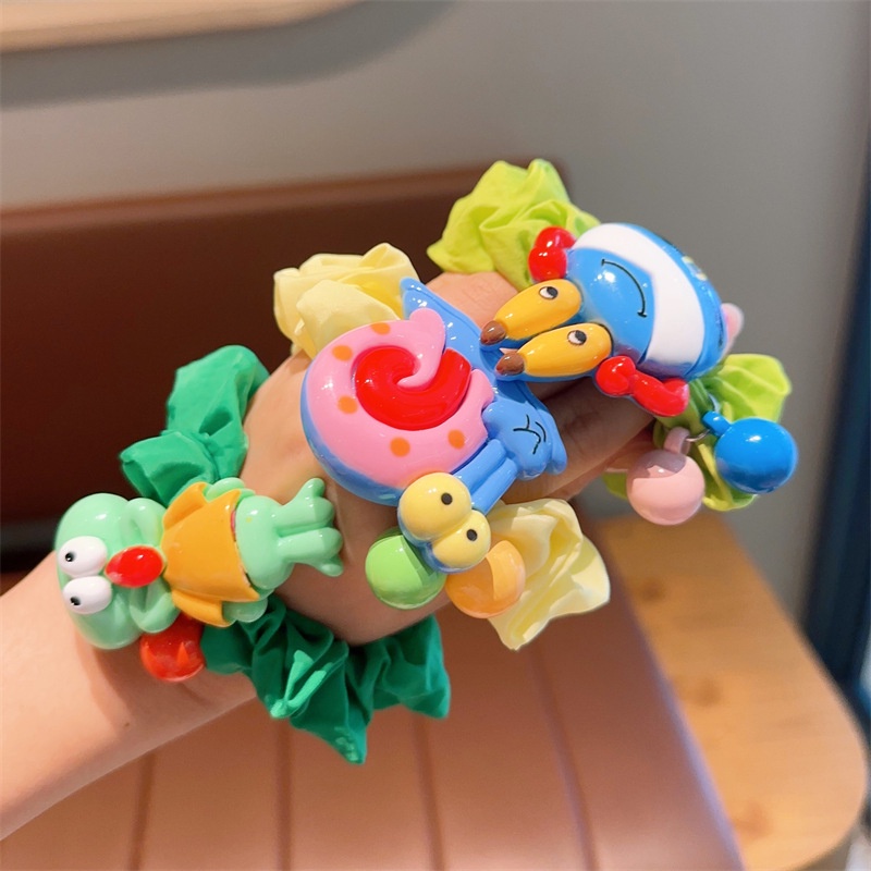 2023 cartoon ponytail scrunchy hair band spongebob squarepants cao su