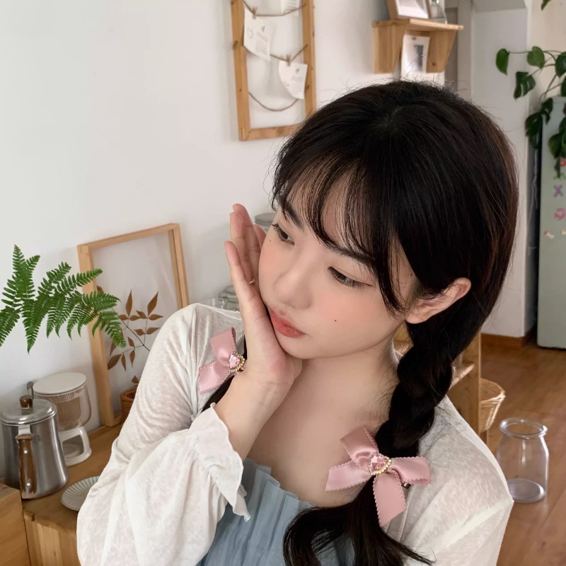 Kẹp Tóc Nơ Đính Đá Hình Trái Tim Phong Cách Mới