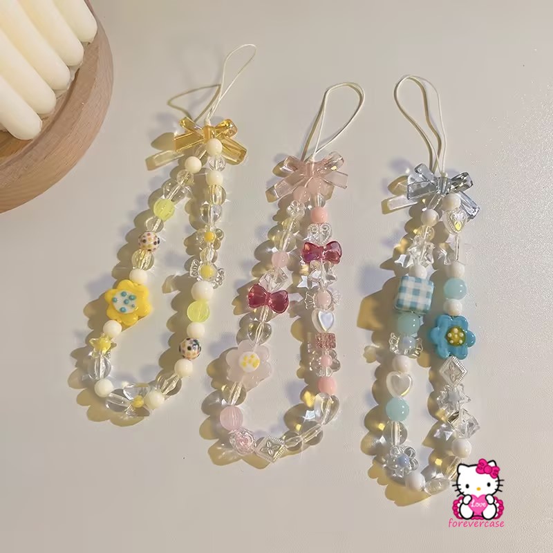 Vòng Tay Chuỗi Hạt Resin Hình Trái Tim / Nơ Nhiều Màu Dễ Thương Dành Cho Nữ