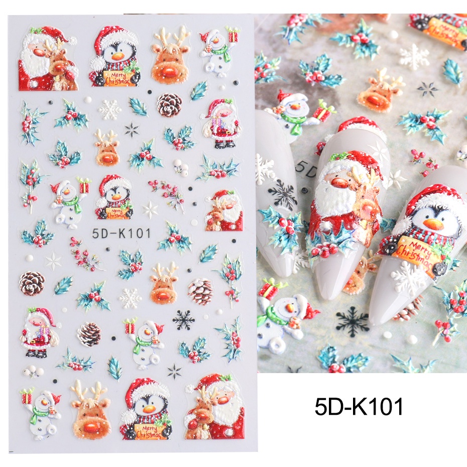 Miếng Dán Trang Trí Móng Tay Họa Tiết Giáng Sinh 5D TR5D