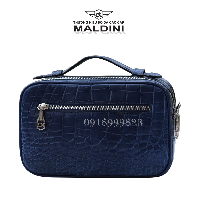 Túi cầm tay đựng dụng cụ chơi golf nam nữ Maldini da thật, khóa an toàn