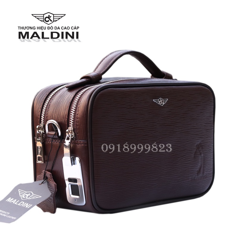 Túi cầm tay đựng dụng cụ chơi golf nam nữ Maldini da thật, khóa an toàn