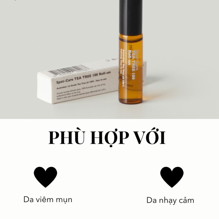 Thanh lăn tràm trà Lazy Society Spotcare Tea-tree 100 roll-on 5.5ml phục hồi làn da cho nam giới, nhập khẩu hàn quốc