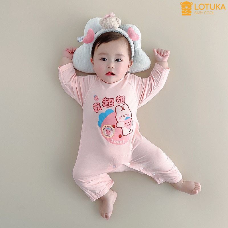 Bodysuit Dài Tay LOTUKA Cho Bé, Bộ Đồ Liền Thân Cho Bé Trai Bé Gái Size 3-12kg