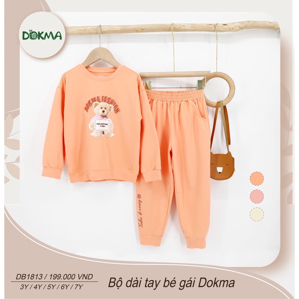 Bộ Dokma cotton dài tay bé gái