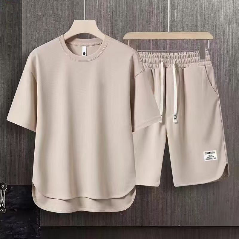 Bộ Đồ Thể Thao Thông Thường Vải Vách Ngăn Nam Mùa Hè Dạo Phố Rời Đơn Giản Quần Short Tay Ngắn Nam Mặc Phù Hợp Với Bộ Quần Áo Đẹp Trai
