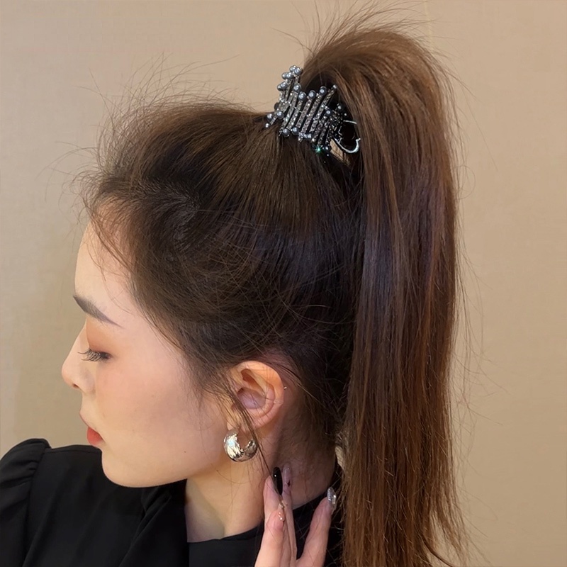 Kẹp Tóc Đính Đá Và Ngọc Trai Bằng Kim Loại Thời Trang Cho Nữ