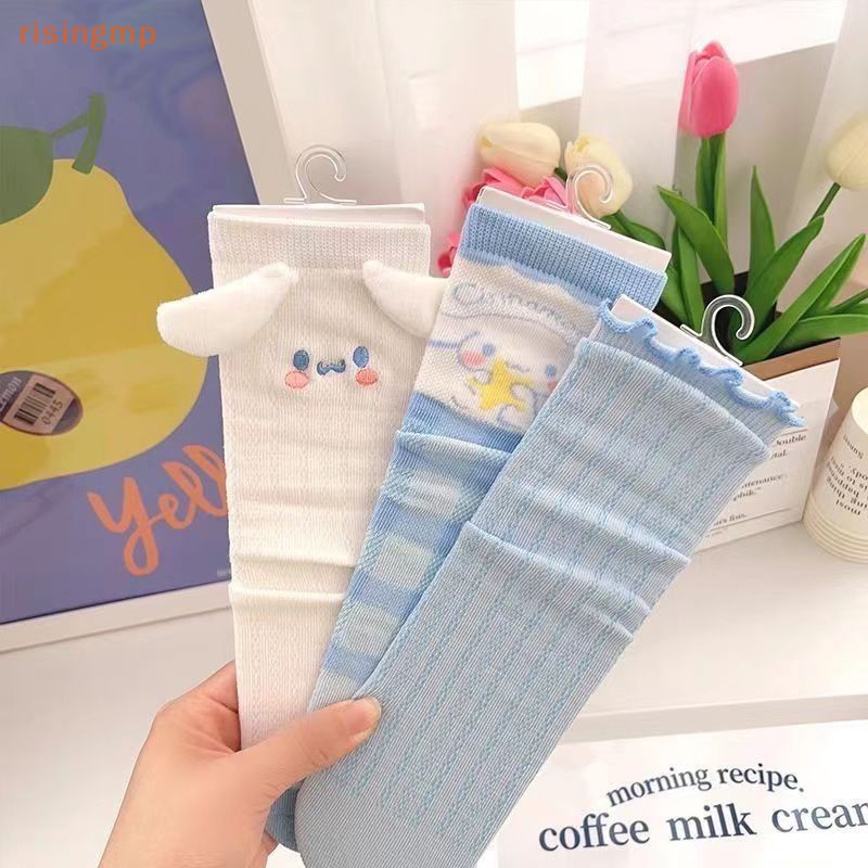 SANRIO 1 Đôi Tất Cổ Cao In Hình Chú Chó Cinnamoroll Dễ Thương Thấm Hút Mồ Hôi Thời Trang Mùa Hè Cho Nữ