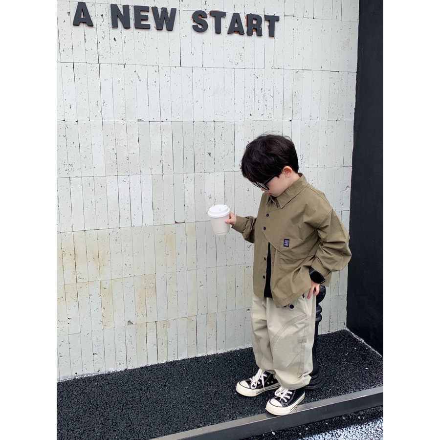 Áo Sơ Mi Tay Dài Phong Cách Hàn Quốc Thời Trang Mùa Thu Cho Bé Trai