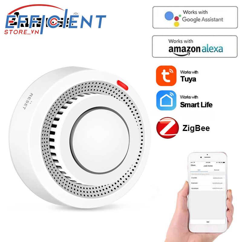 Tuya Đầu báo khói thông minh Zigbee Báo cháy thông minh Âm thanh lũy tiến Cảm biến khói quang điện Hoạt động với Tuya Zigbee Hub hiệu quả.store vn