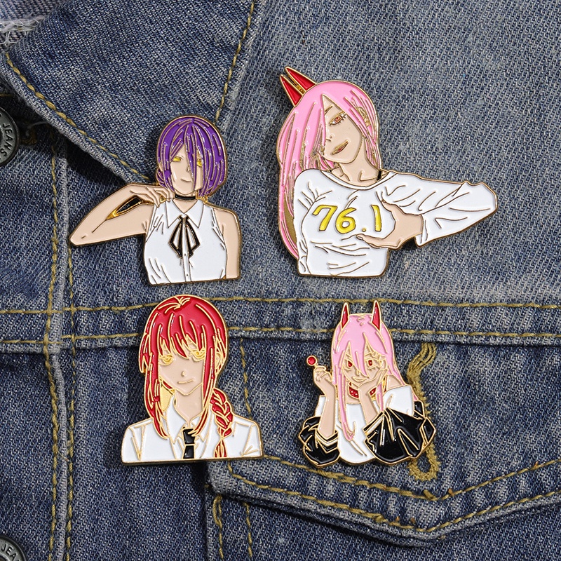 Huy Hiệu Cài Áo Hình Người Cưa Xương Rồng Tráng Men Phong Cách Anime