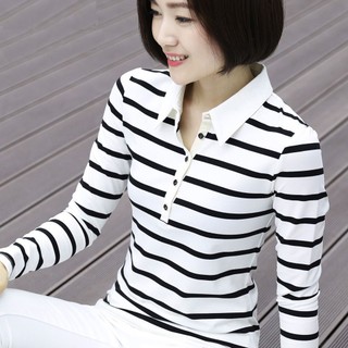 Áo Sơ Mi Cổ POLO Dáng Rộng Họa Tiết Kẻ Sọc Phong Cách Mới