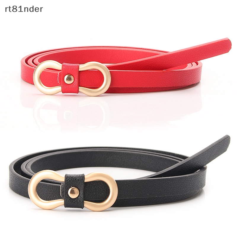 Rt women's solid color belt simple all-match không có lỗ da pu trang trí thắt lưng mỏng cho bé gái váy áo sơ mi mùa hè dây thắt lưng nhỏ n