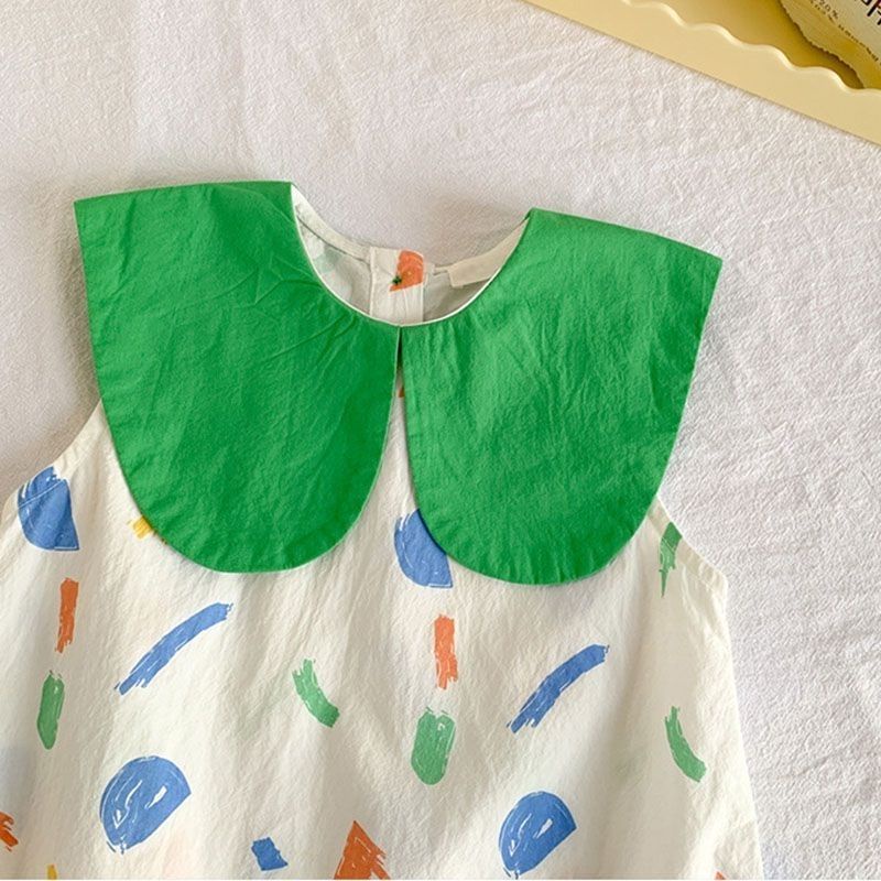 Phù Hợp Đầm Công Chúa Mùa Hè Sát Nách Bằng Vải cotton Trơn In Họa Tiết graffiti Hợp Thời Trang Cho Bé Gái 5-22kg