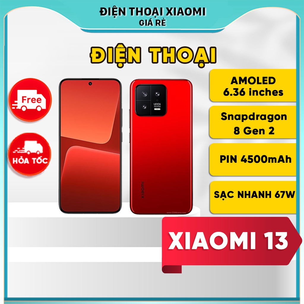 Điện Thoại Xiaomi 13 ( Snapdragon 8 Gen 2 - Sạc Nhanh 67W) - [BH 3 tháng 1 đổi 1]