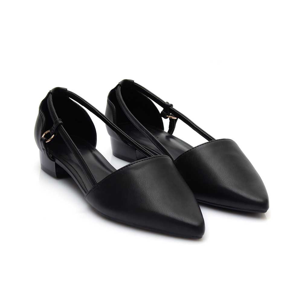 Giày Búp Bê Nữ 3cm Thời Trang Mũi Nhọn Da Trơn Khoét Eo BB03021