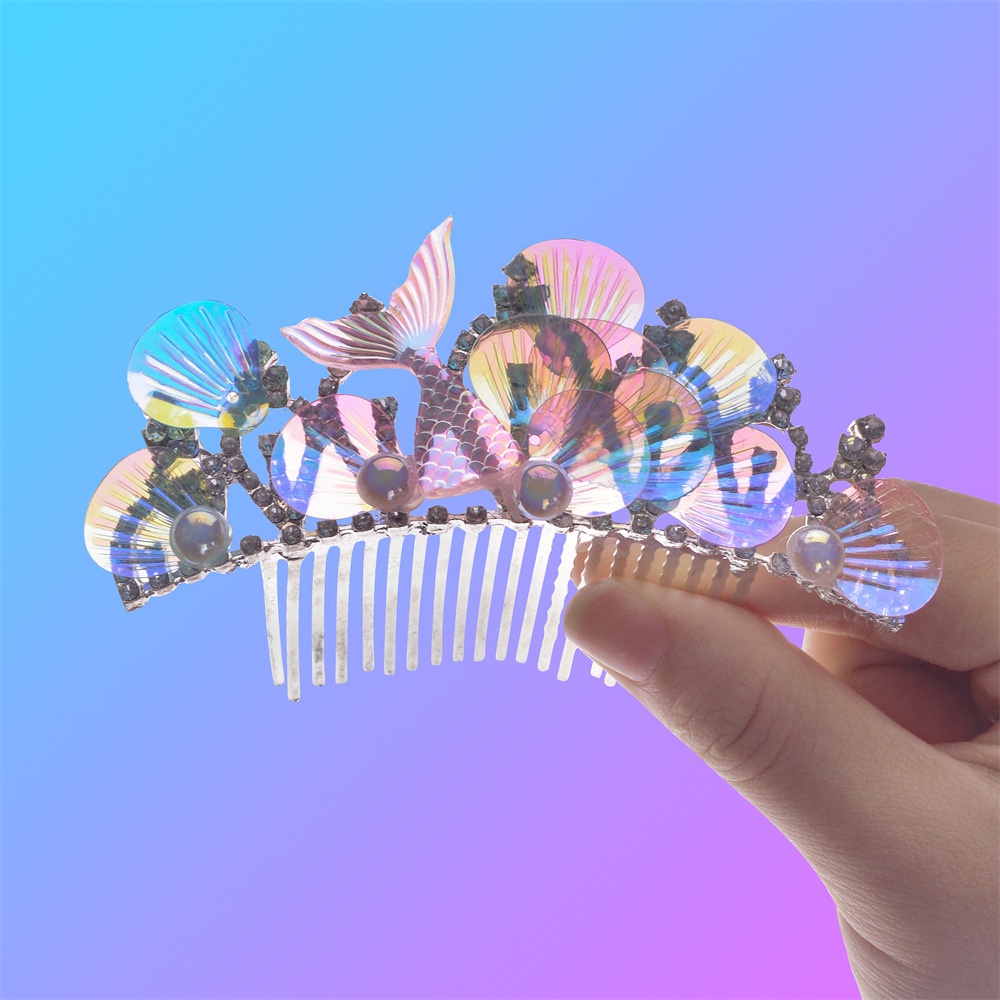 Lược Cài Tóc Hình Vương Miện Nàng Tiên Cá Tuyết Phong Cách Biển Đông Lạnh Cho Bé Gái