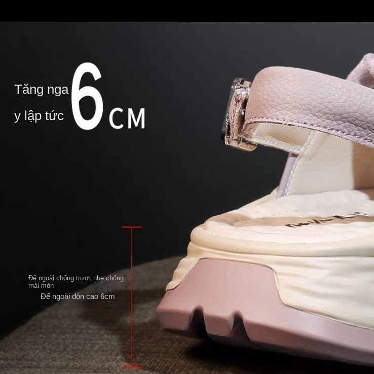 Giày Sandal Đế Mềm Dày Mũi Tròn Màu Trơn Phong Cách Âu Mỹ Thời Trang Mùa Hè 2023