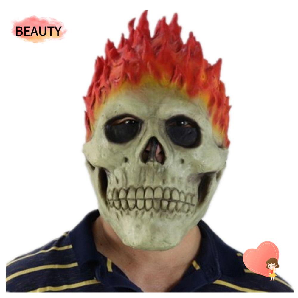 Beauty skull flame, latex flame ghost face knight headgear, facial makeup cosplay masquerade skull headgear halloween