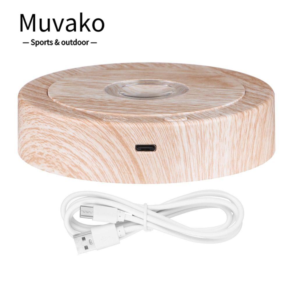 Muvako Màn hình xoay led chân đế bàn xoay điện màu đen bệ gỗ bệ tròn chân đế xoay chiều kim đồng hồ đế quay cho pha lê