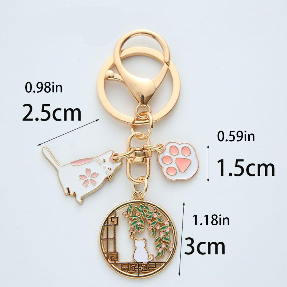 Móc Khóa Hình Mèo May Mắn / Bông Hoa / Động Vật Tròn Nhiều Màu Bằng Hợp Kim