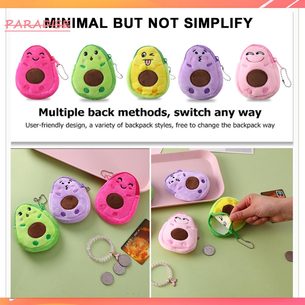 Thời trang nữ hình quả bơ ví tiền xu nhỏ treo mặt dây chuyền ví nhỏ