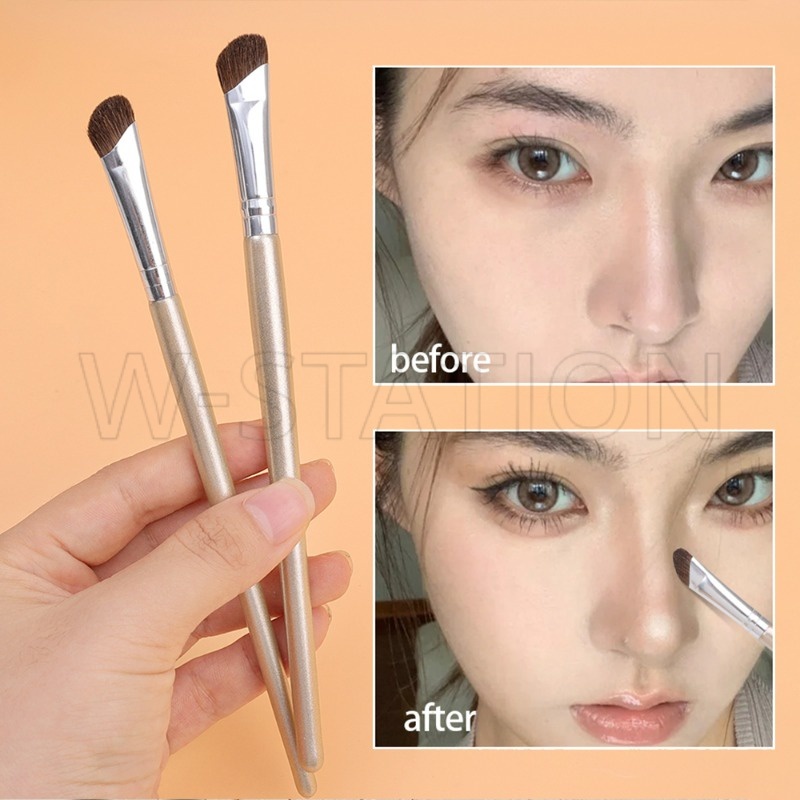 Professional blade nose contour brush / horse hair angled nose shadow smudge makeup brush / foundation contouring blending make up brush / dụng cụ trang điểm làm đẹp hàng ngày