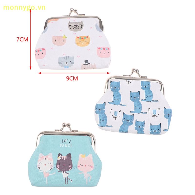 Monnygo Ví Đựng Tiền Xu In Hình Mèo Xinh Xắn