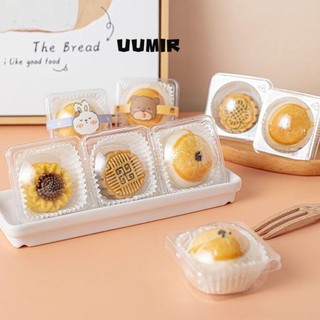UUMIR 50 cái hộp bao bì bánh trung thu trong suốt nướng tiệc cưới tự làm trứng lòng đỏ bao bì sắc nét