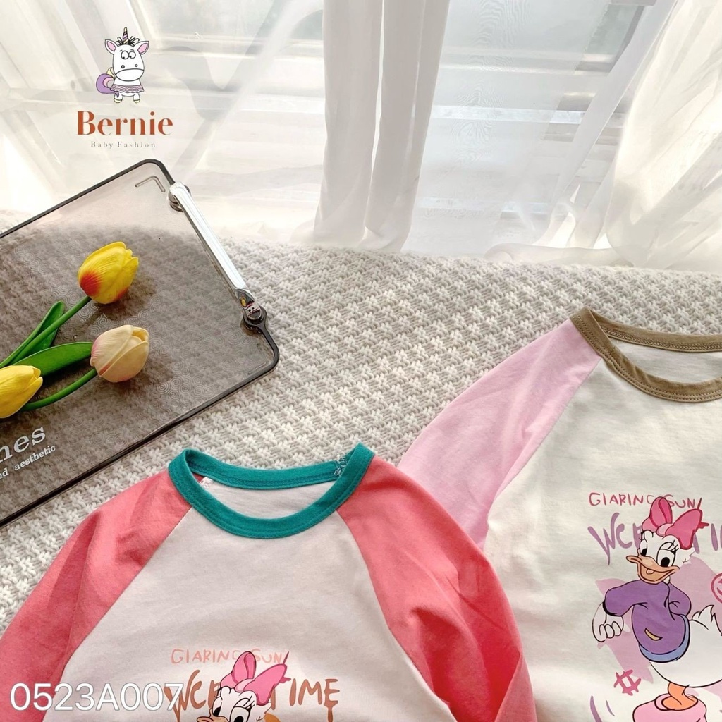 Áo phông dài tay màu hồng zaclang họa tiết vịt Daisy cho bé gái 1 đến 7 tuổi BERNIE kids