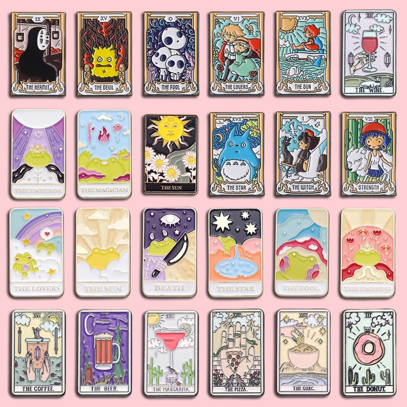 Bộ bài tarot ghim men tùy chỉnh sun moon trâm cài áo phù hiệu punk goth món quà trang sức cho bạn bè