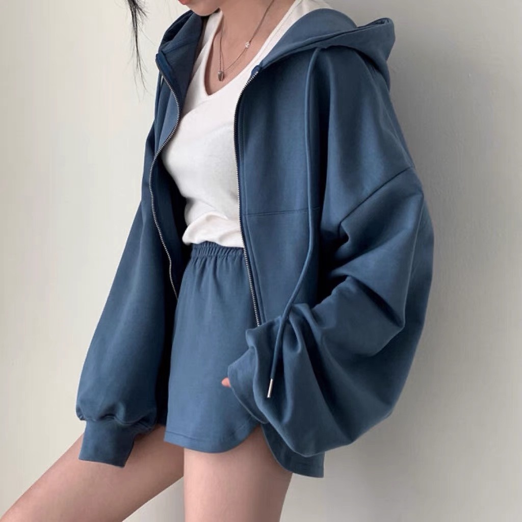 Áo khoác croptop nỉ nữ form hoodie zip lót nỉ lông thiết kế dây đai đuôi áo MA091 Pinkee