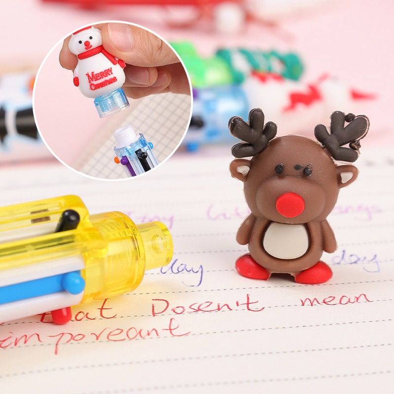 Chủ đề giáng sinh đầy màu sắc 0,5mm bấm bút bi / phim hoạt hình ông già noel xmas cây gel bút / văn phòng phẩm học sinh
