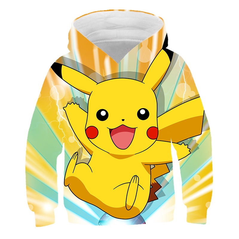 2023 quần áo trẻ em pokemon pikachu hoodies cho trẻ em in 3d phim hoạt hình thời trang bé trai và bé gái quà tặng sinh nhật