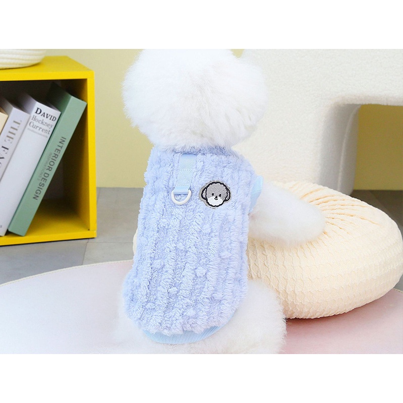 Autumn winter belt traction ring buckle phong cách mới dễ thương con chó cơ thể nhỏ yorkshire con chó nhỏ hai chân áo khoác bông dễ thương