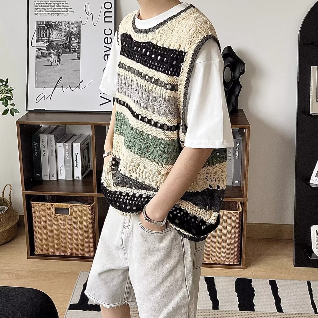 Áo Len Không Tay Phong Cách Hàn Quốc Trẻ Trung Dành Cho Nam