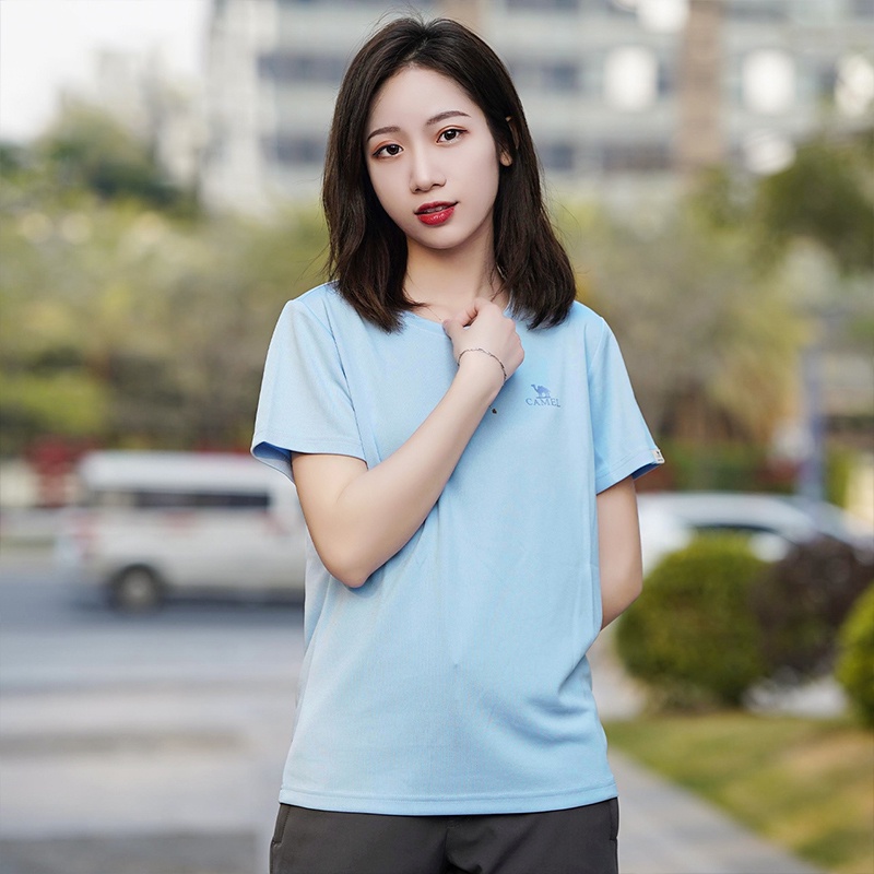 Áo thun thể thao CAMELSPORTS chất cotton cổ tròn tay ngắn nhanh khô thời trang leo núi ngoài trời cho nữ