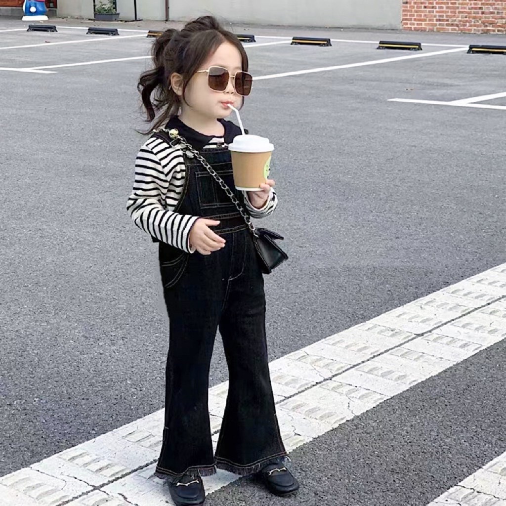 Sét Yếm Jean + Áo Zip Kẻ 10-26kg Đính Nơ Lưng Bé Gái - Shop Mẹ Bông 92