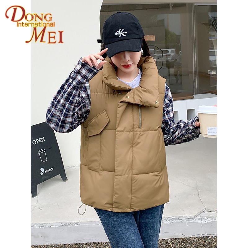 2023 spring autumn winter down cotton vest women stand-up collar vest ghi lê áo khoác phong cách mới phiên bản hàn quốc vest ngắn ấm áp hợp thời trang