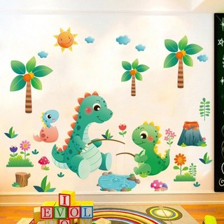 Bộ tranh dán tường khủng long green - decal dán tường phòng khách