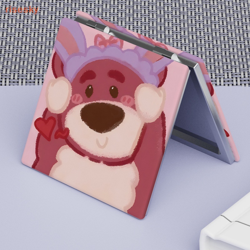 Gấu dâu dễ thương gương trang điểm có thể gập lại cầm tay trang điểm gương nhỏ gấp gương cầm tay vuông nữ sinh dễ thương