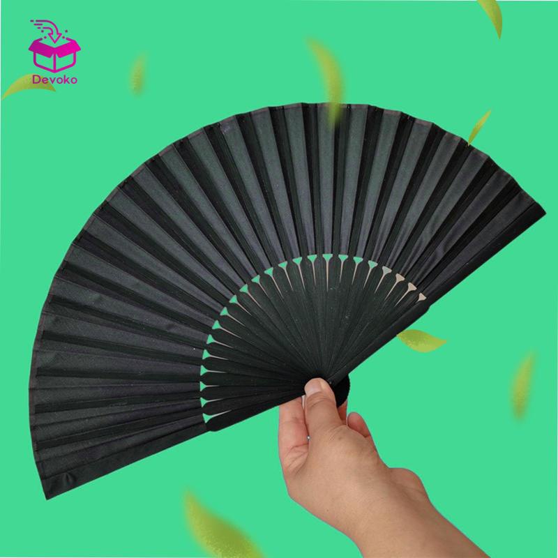 Quạt tay màu đen quạt cầm tay có thể thu gọn quạt cổ cho trang chủ lễ hội đám cưới