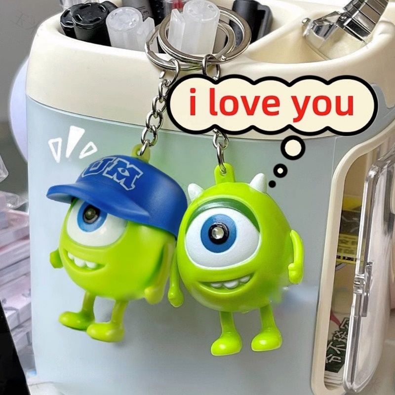 Phim hoạt hình sáng tạo với đôi mắt to móc khóa i love you with a lamp đồ chơi phát sáng và âm thanh cho cặp đôi quà tặng sinh nhật bạn gái
