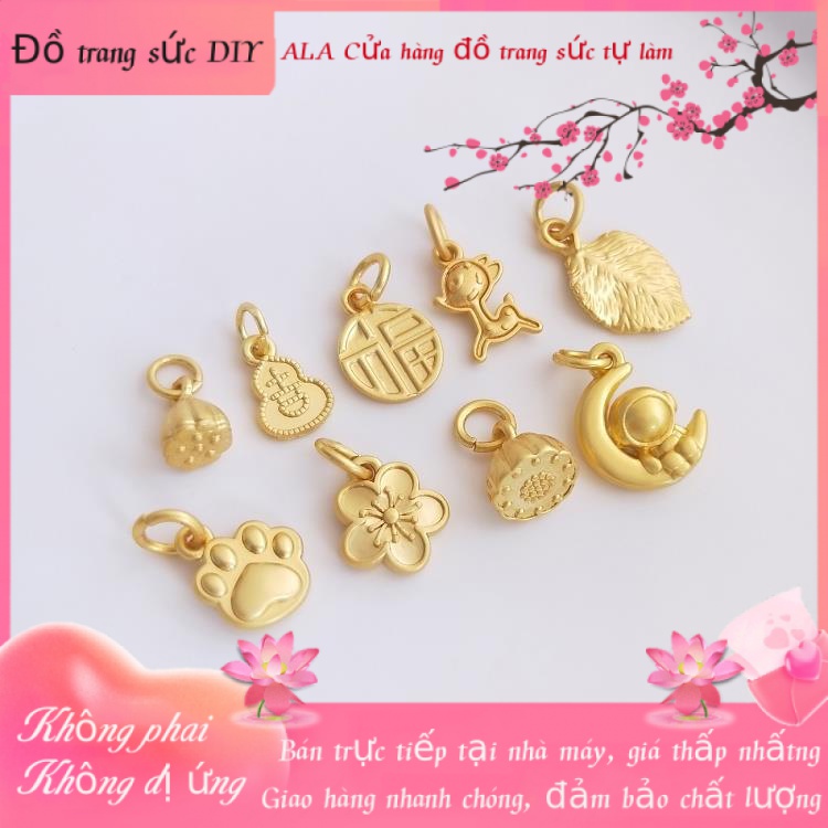 💕Phụ kiện trang sức DIY💕18k gold-plated color-bảo quản lotus pom gourd fu brand cherry blossom leave